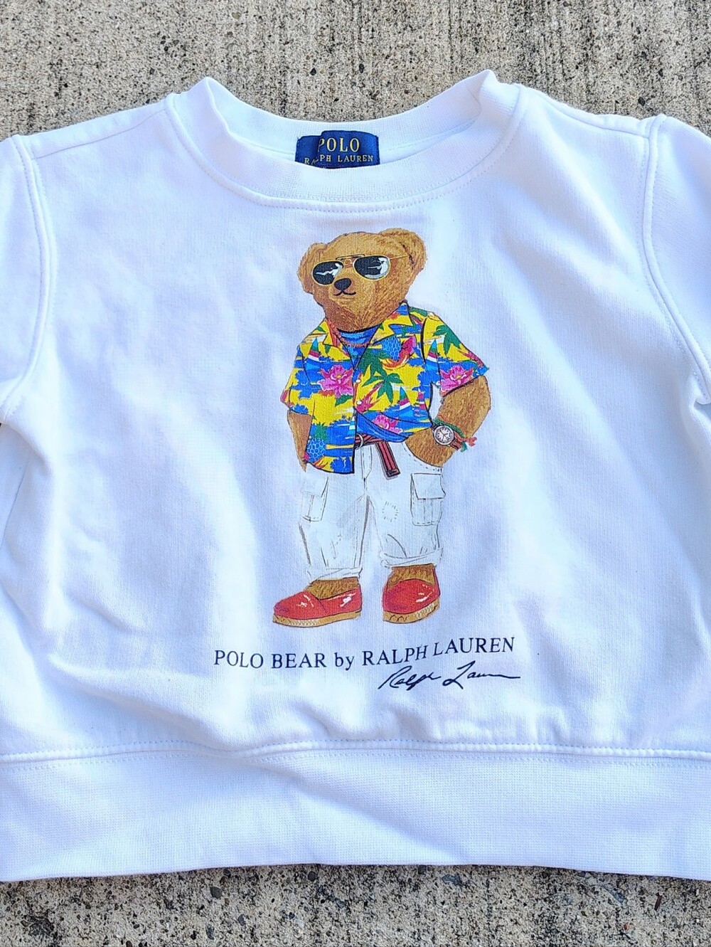 Polo Ralph Lauren Boy’s Size 2 White Hawaiian Polo Bear Sweatshirt Cotton
